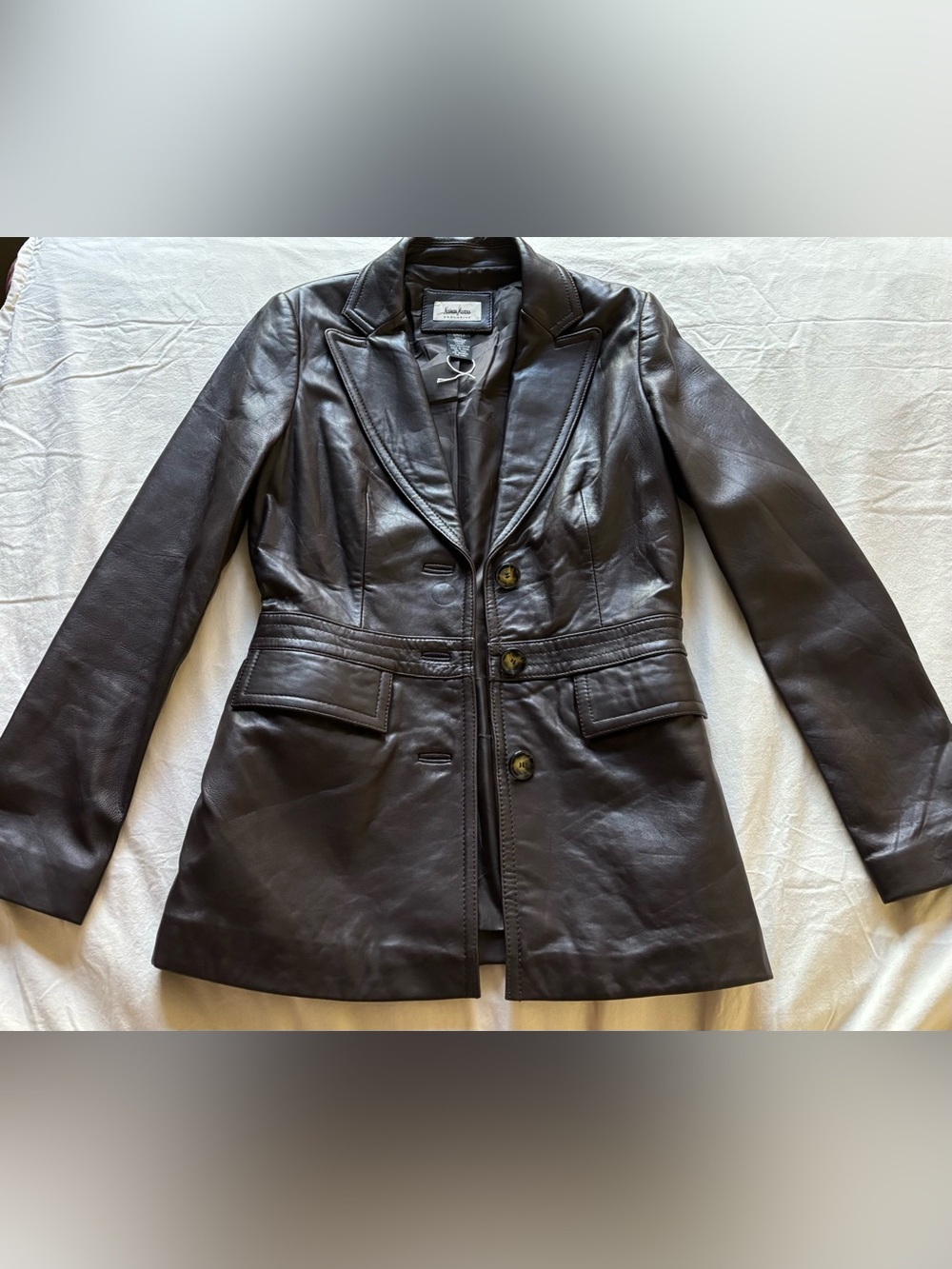 Neiman Marcus Dark Brown Leather Blazer
